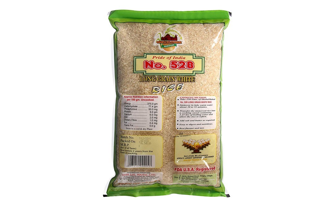 Shrilal Mahal Long Grain White Rice (528)   Pack  5 kilogram